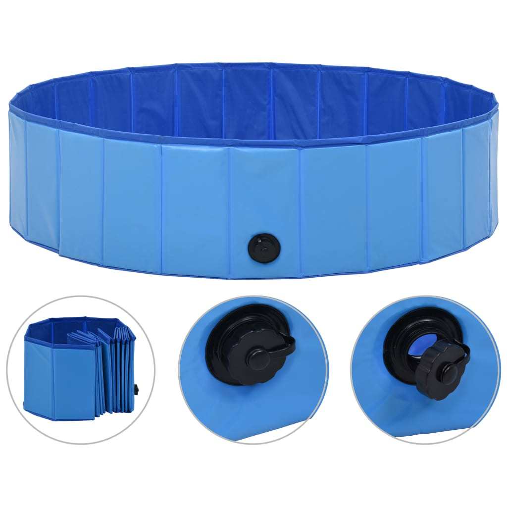 Foldable Dog Swimming Pool Blue 47.2"x11.8" PVC Doba